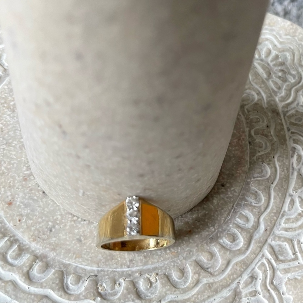 Sterling Silver‎ With Gold Plate with 3 Cubic Zirconia Ring Setting Size: 7 - Picture 12 of 12